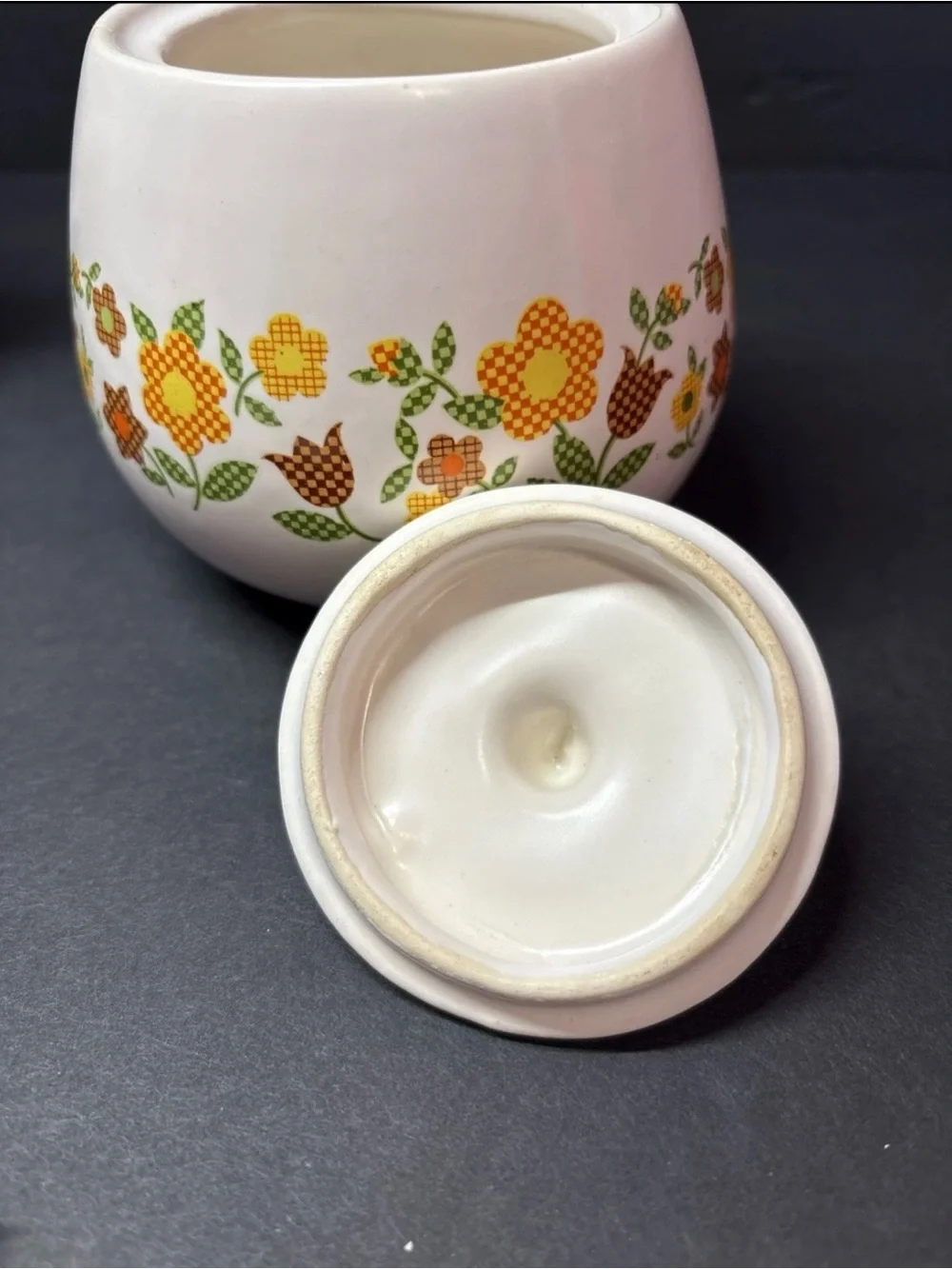 McCoy Ceramic Floral Patchwork Creamer & Sugar Set Vintage 1970s Cottage Core